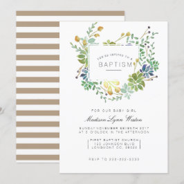 Convites Jardim Suculento | Floral Watercolor Baptism