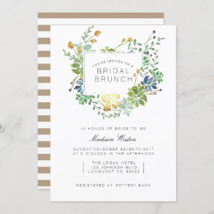 Convites Jardim Suculento   Floral Watercolor Bridal Brunch