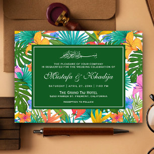 Convites Jardim Tropical Colorido Exótico Casamento Islâmic