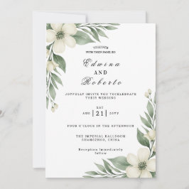 Convites Jardínia Branca Rústica e Casamento de Eucalipto