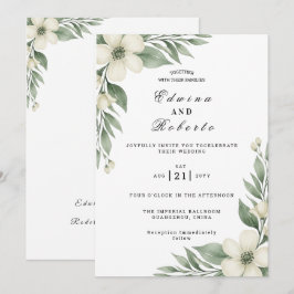 Convites Jardínia Branca Rústica e Casamento de Eucalipto