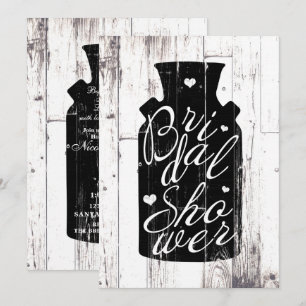 Convites Jarra de Leite de Madeira Branca de Fazenda Chá de