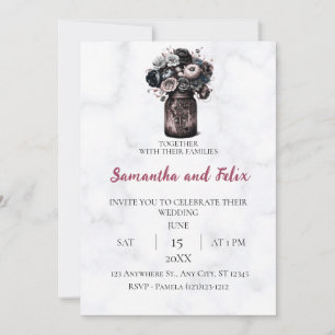 Convites Jarra Floral Vintage Casamento em Mármore