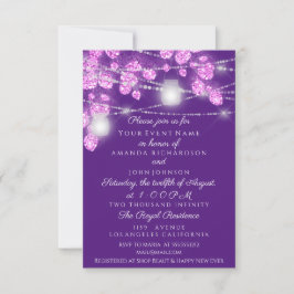 Convites Jarras de Luz de Casamento Brilho Roxo Violeta Ros