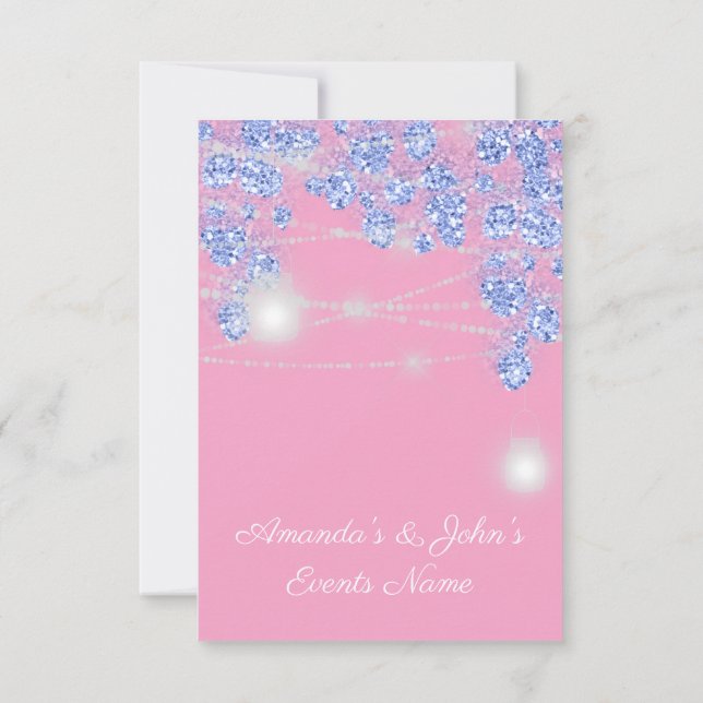 Convites Jarras de Luz de Casamento Rústico Brilho Azul Faí (Verso)