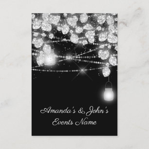 Convites Jarras de Luzes de Casamento Brilho Cinza Preto Br