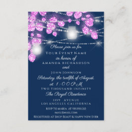 Convites Jarras de Luzes de Casamento Brilho Rosa Azul Mari