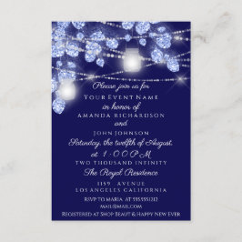 Convites Jarras de Luzes de Casamento Rusticas Brilho Azul