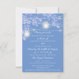 Convites Jarras de Luzes de Casamento Rustico Brilho Azul F