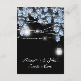 Convites Jarras de Luzes de Casamento Rústico Brilho Azul P