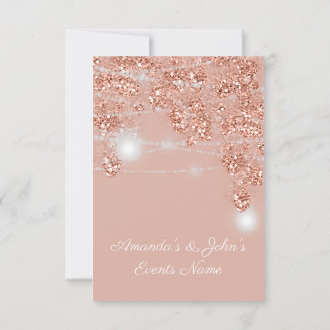 Convites Jarras de Luzes de Casamento Rustico Rose Gold Blu (Verso)