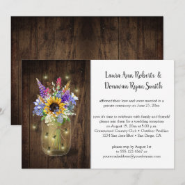 Convites Jarras de Mason com Vagalumes e Flores Silvestres 