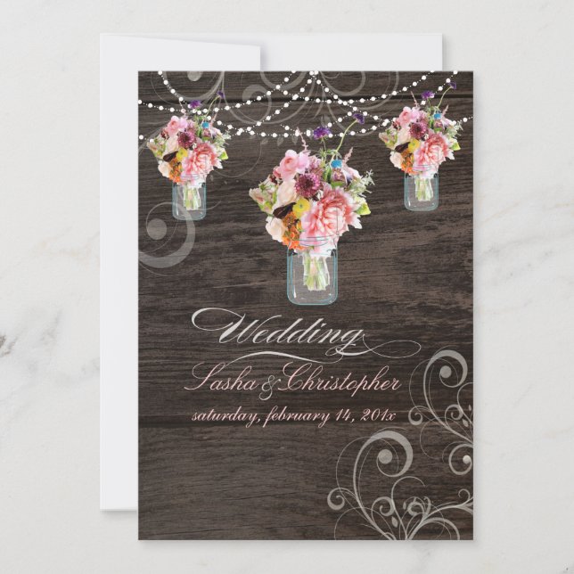 Convites JARS DE MASSA PixDezines/PAINÉIS DE MADEIRA RUSTIÇ (Frente)