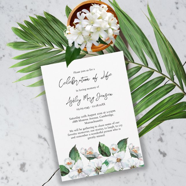 Convites Jasmine Celebration of Life Funeral (Criador carregado)