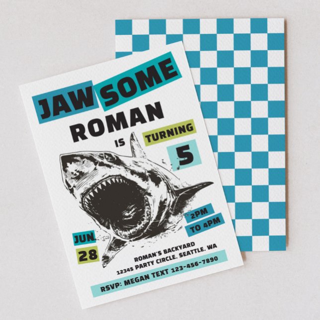 Convites Jaw-Some Shark Birthday Invitation (Criador carregado)