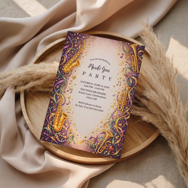 Convites Jazz Music Mardi Gras Masquerade (Criador carregado)