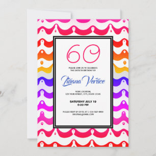 Convites Jazzy Tropical Psychedelic Wavy Stripes