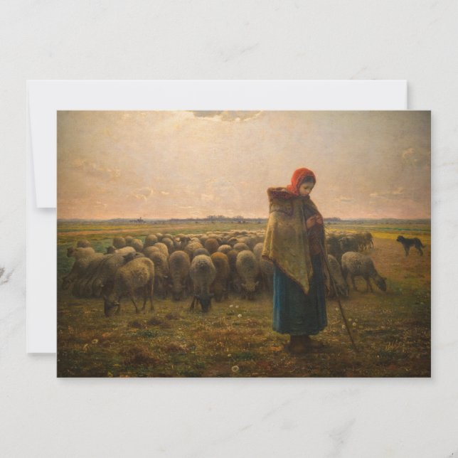 Convites Jean-Francois Millet - Shepherdess e Flock 1863 (Frente)
