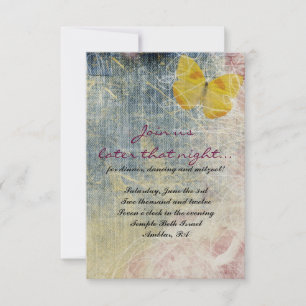 Convites JEANS ROSAS & BUTTERFLIES Bat Mitzvah Party Card