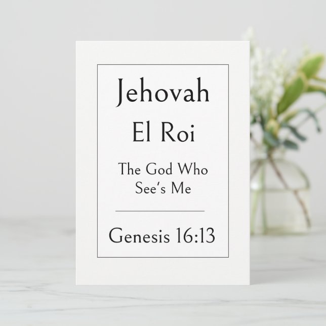 Convites Jehovah El Roi, Nome de Deus, Bíblia Encorajadora (Em pé/Frente)