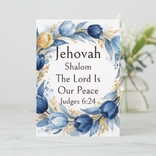 Convites Jehovah Shalom, Coroa de Tulipas Azul Dourado Capr