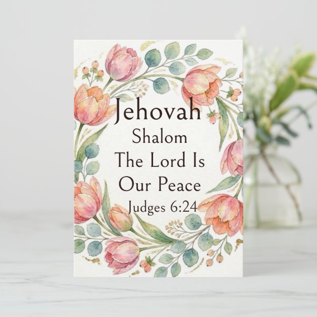 Convites Jehovah Shalom, Tulipas Pastéis Eucalipto Capricho (Em pé/Frente)