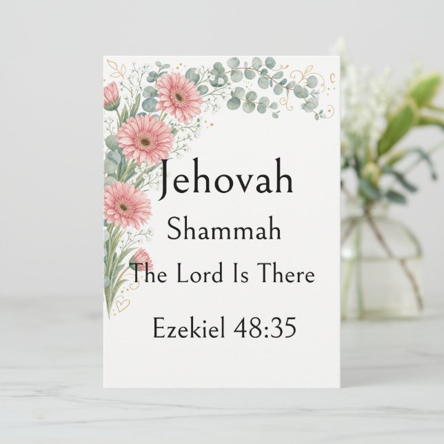 Convites Jehovah Shammah, Gerbera Daisy, Nome de Deus, Vers (Em pé/Frente)