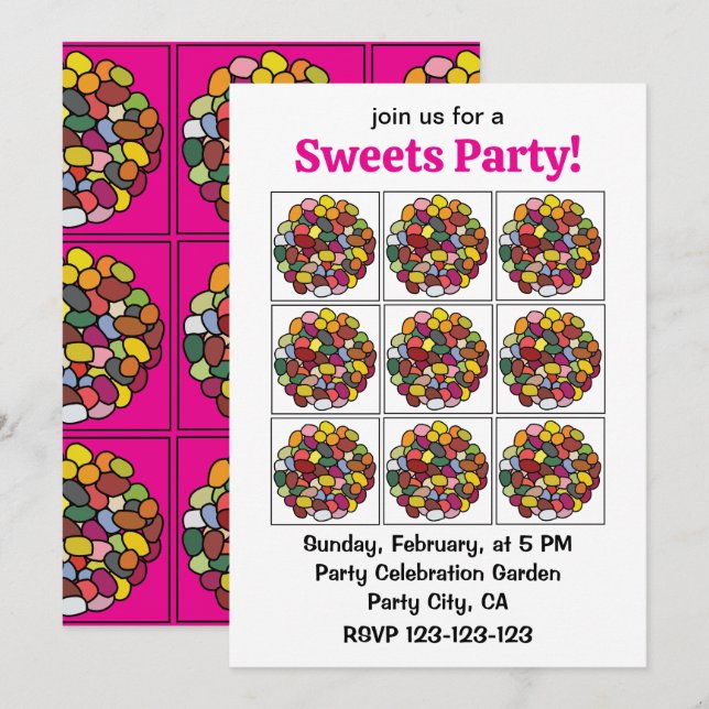 Convites Jelly Bean Colorful Jelly Bean (Frente/Verso)