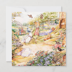 Convites Jemima Puddle Duck caminhando com o Sr. Fox
