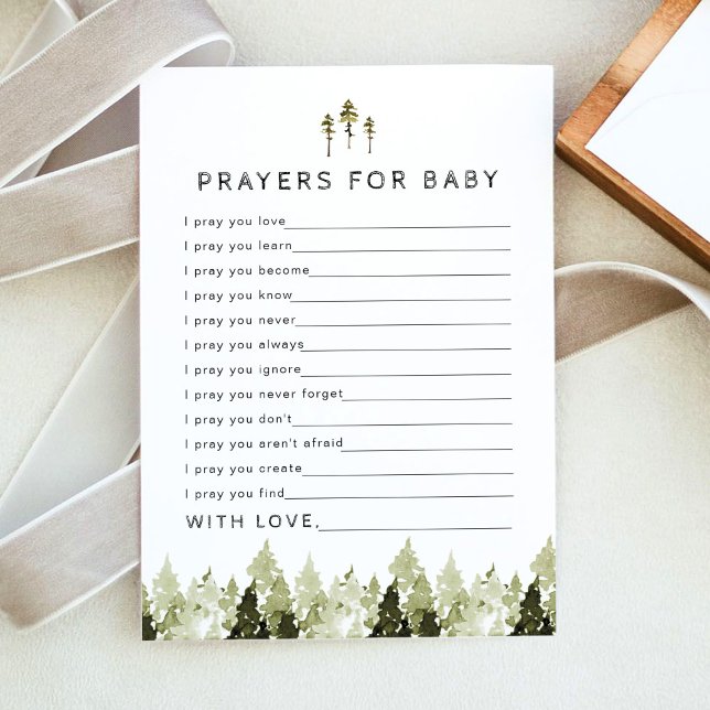 Convites JENNA Mountain Pine Prayers for Baby Card (Criador carregado)