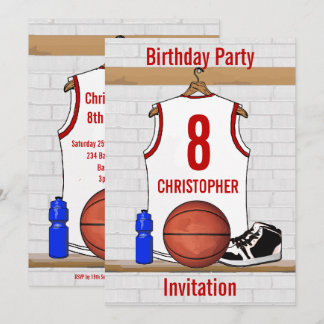 Convites Jersey, White e Red Basbol Personalizado