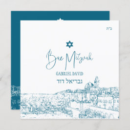 Convites Jerusalem Muro - Cores MALUCAS, Bar Teal Mitzvah