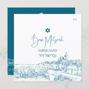 Convites Jerusalem Muro - Cores MALUCAS, Bar Teal Mitzvah