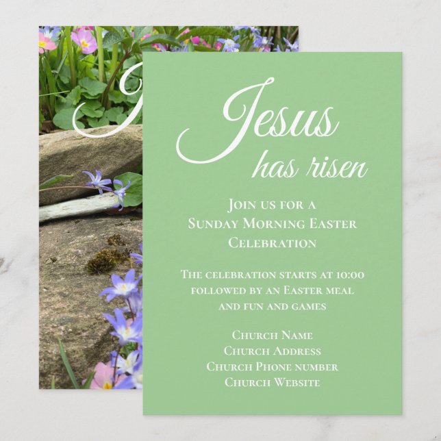 Convites Jesus Ressuscitou Serviço Religioso Cristão da Pás (Frente/Verso)