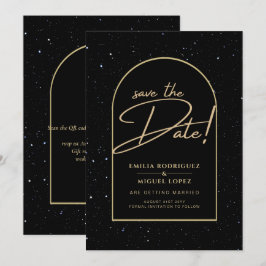 Convites JET BLACK DOURADO Starry Night SAVE DATA DE SALVAM