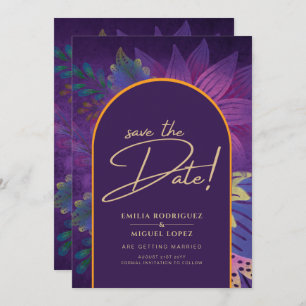 Convites Jewel Tones Plum Purple Berry Casamento Dourado