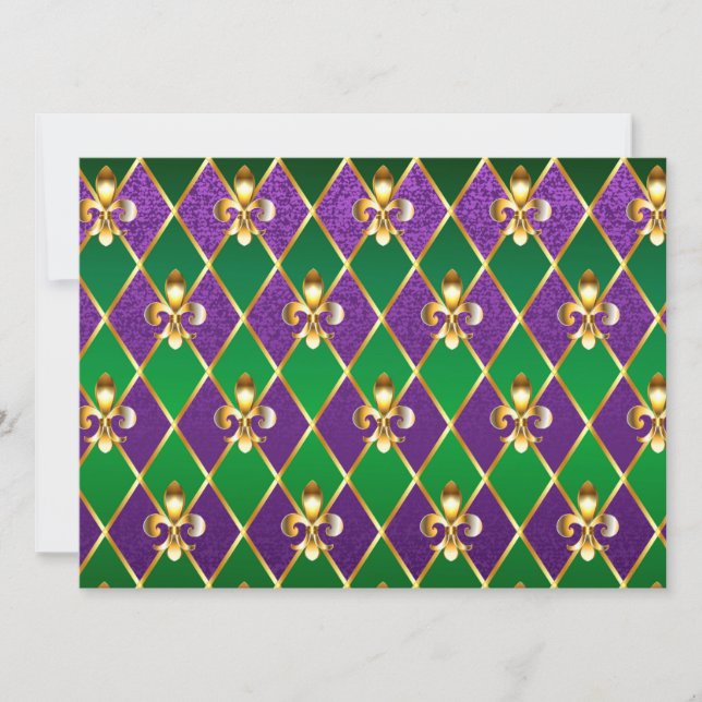 Convites Jewelry Background Mardi Gras (Frente)