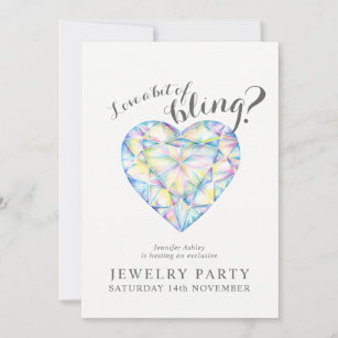 Convites Jewelry party convida diamond love bling