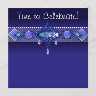 Convites Jewels Royal Marinho Blue Womans Festa de Aniversá