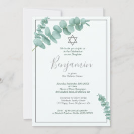 Convites Jewish Baby Boy Naming Eucalyptus Hebrew Greenery