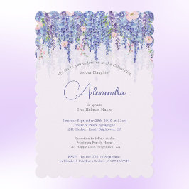Convites Jewish Girl Baby Naming Floral Lavanda Elegante