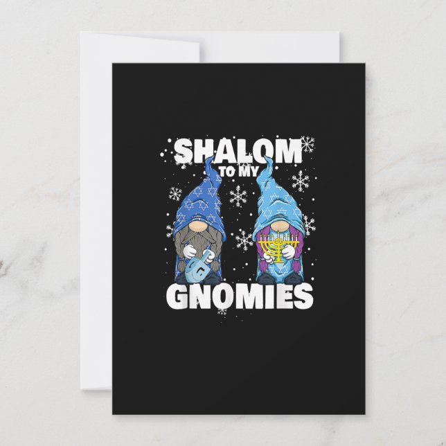 Convites Jewish Hanukkah Menorah Dreidel Gnome Shalom To My (Frente)