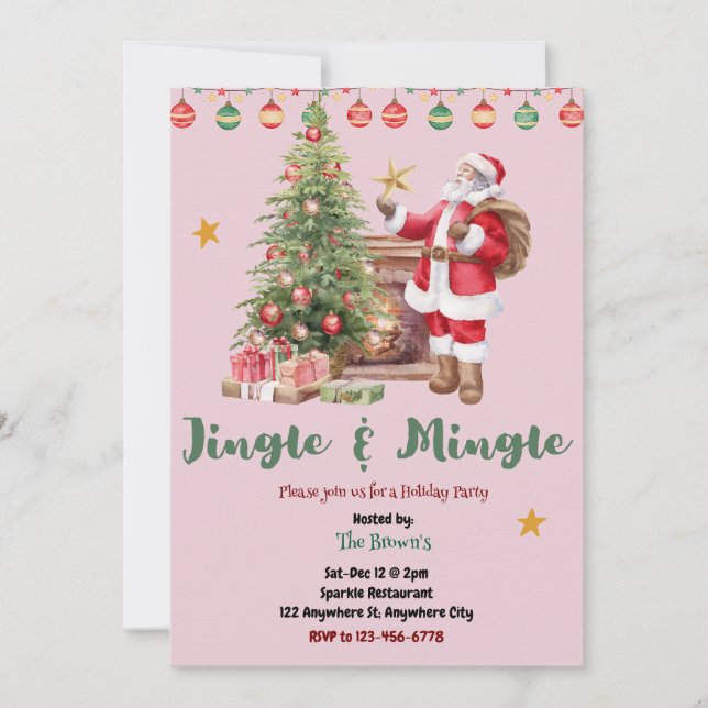 Convites Jingle And Mingle Christmas Party Invitation (Frente)