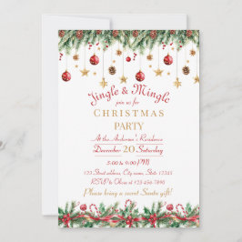 Convites Jingle and Mingle Christmas Party Invitation