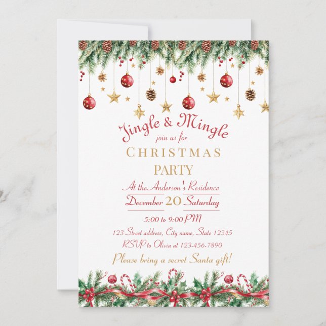 Convites Jingle and Mingle Christmas Party Invitation (Frente)