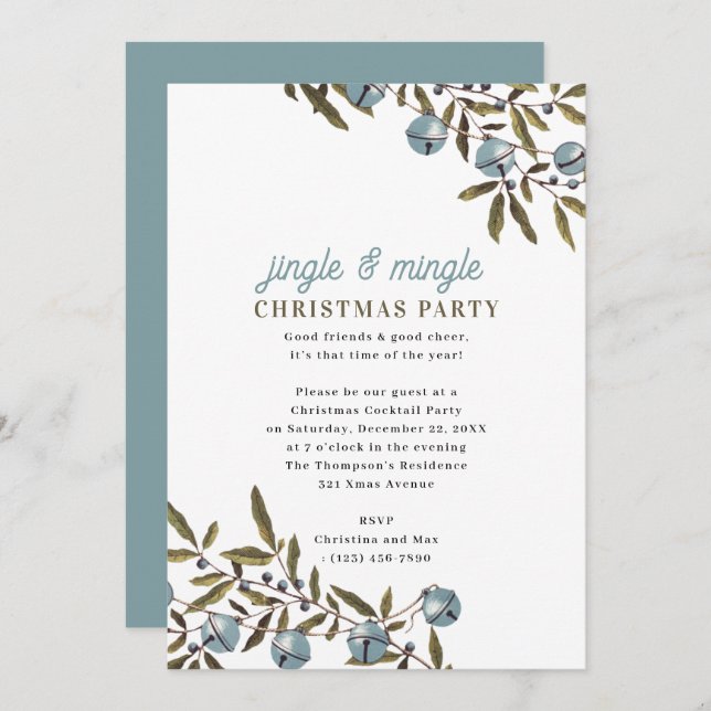 Convites Jingle and Mingle Holiday Christmas Party (Frente/Verso)