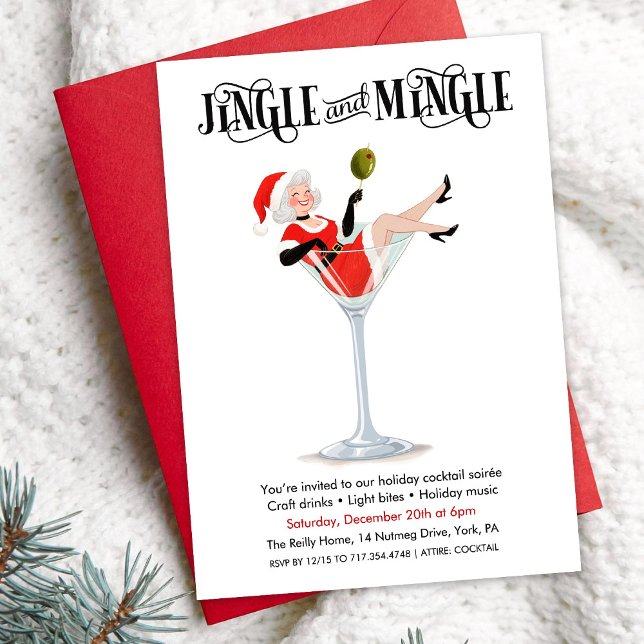 Convites Jingle and Mingle Holiday Cocktail Martini (Criador carregado)