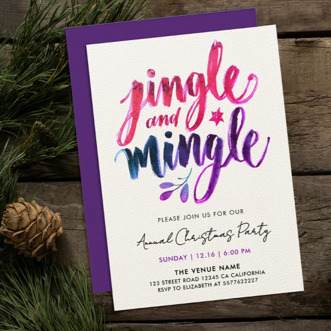 Convites Jingle And Mingle Moderno Roxo Rosa Script (Criador carregado)