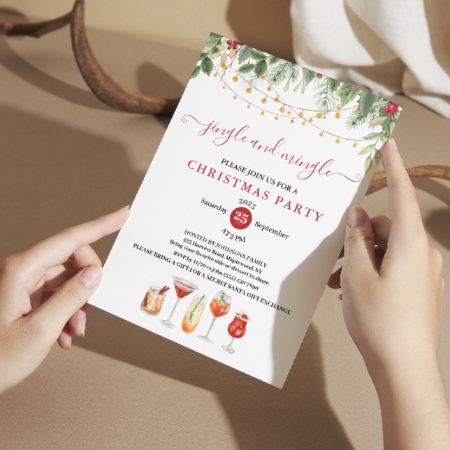 Convites  jingle and Mingle String Christmas Cocktail Party (jingle and Mingle String Christmas Cocktail Party Invitation)