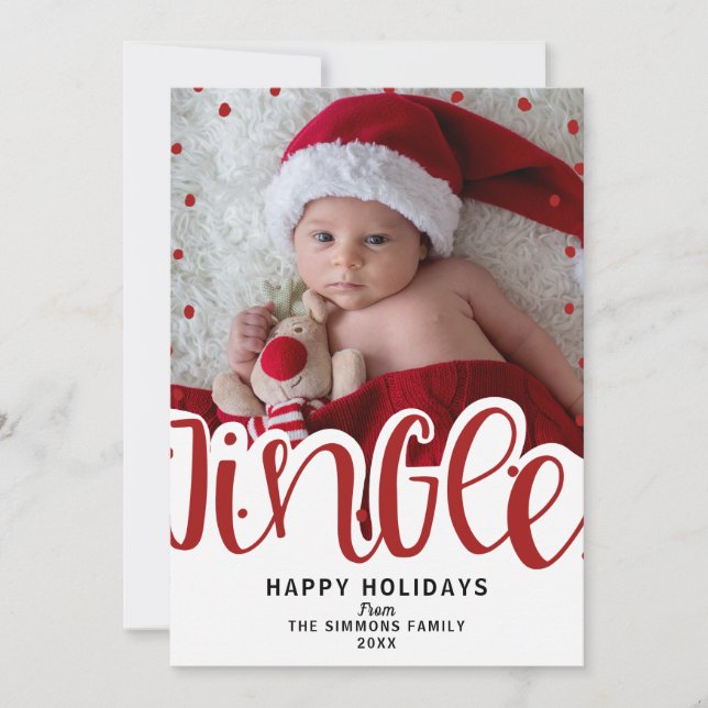 Convites Jingle Bells Red Type Holiday Photo (Frente)